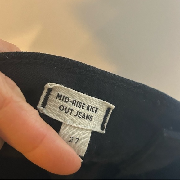 Madewell Mid-Rise Kick Out Crop Jeans Coated Black Wash Size 27 - Picture 10 of 11